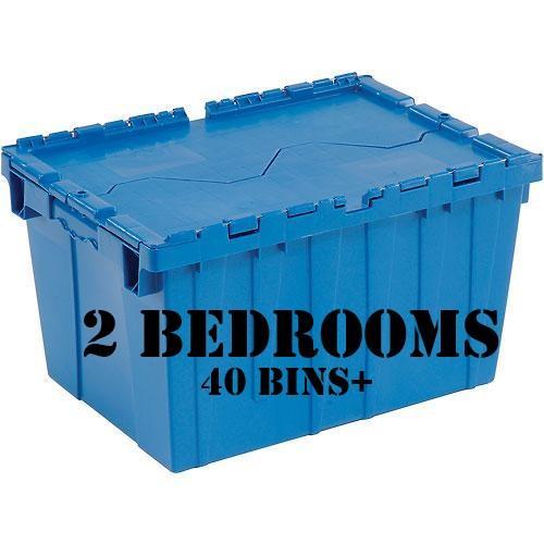 2 Bedrooms - 40 Bins + 2 Dollies + Kitchen Plate & Glassware Inserts + 10 Days + Delivery and Pick-up - bins4moves